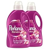 Perlana Renew Flower Charm Flüssigwaschmittel belebt die Farben für Maschinenwäsche und Handwäsche, neutralisiert schlechte Gerüche, umhüllender Duft, 24 Waschgänge, 2 Flaschen à 1,44 l