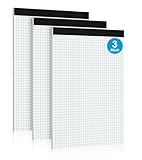 Roneky Notizblock A4 Kariert Notizblöcke, 3 Stück Schreibblock, 4x4 Notizblock Kariert A4, 25 Blatt Millimeterpapier Block Karierter Block A4 Karierter liniertes Papier für Haus, Büro, Schule