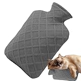 Wärmflasche 1,2 l, Warmwasserwärmer, abnehmbar, wasserdicht, Wärmespeicherung 4–6 Stunden, mit Abdeckung für Rücken, Schultern, Beine, Hand, Winter, Reisen, Schule, Kinder, Camping