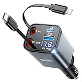 Gritin 4 in 1 Zigarettenanzünder USB C 69W Auto Ladegerät Adapter Kfz, Camping Wohnmobil Auto Zubehör, Travel Essentials mit Spannungsanzeige, Car Accessoires für iPhone 16 Pro Max Plus & Galaxy