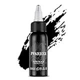 PFARRER Tattoo Farbe Black 1oz(30ml) Vegan-Friendly USA Standard Pigment Tattoo Farbe Schwarz Pure Black TI7003-30-001