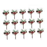 MAGICLULU 15Stücke Teiliges Weihnachtsblumenkranz Mit Kiefernstängeln Und Beerenpflanzen Mini DIY Für Kreative Weihnachtsarrangements Und Festliche Feierlichkeiten
