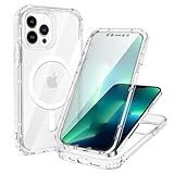 XTCASE für iPhone 13 Pro Hülle Magnetisch Kompatibel mit Magsafe, 360 Grad Ganzkörper Schutzhülle mit eingebauter Displayschutzfolie, Stoßfest Kratzfeste Nie Vergilbung FallSchutz, Transparent