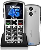 artfone A400 Pro 4G Seniorenhandy Ohne Vertrag丨Rentner Handy große Tasten丨1800mAh Akku Handy für Senioren Dual SIM丨SOS-Taste丨Ladestation丨2.4 Zoll丨die Zeitansagefunktion丨Bluetooth - Silbrig