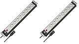 Brennenstuhl Premium-Line 19' Steckdosenleiste 8-Fach/Mehrfachsteckdose für Schaltschränke (mit Kaltgerätestecker, 3m H05VV-F 3G1,0 Kabel, Made in Germany) schwarz/lichtgrau (Packung mit 2)