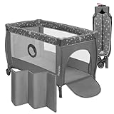 Lionelo Stefi Plus 2-in-1 Reisebett und Laufstall bis 15 kg Babybett Kinderreisebett mit Matratze Seitlicher Eingang mit Reißverschluss Hochwertige Schaumstoffmatratze