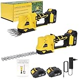 2-in-1 Heckenschere, 21V Akku Heckenschere mit 2,0Ah Akku und Ladegerät, Gartengeräte, Astschere Grasschere für Hof Garten Rasen (mit 2 Akku's)