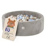 MISIOO Bällebad mit Schaumstoff-Füllung - 90x30cm - 200 Bälle - Hochwertige Bällebad Bälle für Kinder - Weiches und Sicheres Spielzeug - Waschbar