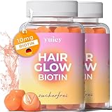 YUICY Biotin Haar Gummibärchen - 120 Stk. Extrem Leckere & Zuckerfreie Haar Vitamine - 10mg Biotin Gummies Hochdosiert für Haarwachstum, Haut & Nägel - Hair Glow