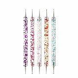 5 Stück Nail Art Pinsel Doppel-Ende Nageldesign Pinsel Pinsel für nagellack Nail brush Nagellack pinsel Art Pen für DIY Nail Art Design Ultra Dünn Nagel Pailletten Punktieren für Nagelkunst Manikür ﻿