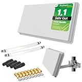 Sat Flachantenne Twin H30D2+ HD Sat Anlage mit Fensterhalterung und Anschluss Set (2 Fensterdurchführung + 8 F-Stecker + 4 Wetterschutztüllen + 1 Montageanleitung) von netshop 25