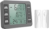 ORIA Kühlschrank Thermometer, Gefrierschrank Thermometer, Kühlschrankthermometer, Innen Außen Thermometer mit 2 Sensoren, Temperatur Alarm Funktion, MIN/MAX, Temperaturtrendanzeige Pfeil - Grau