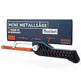 Presch Mini Metallsäge Flexibel 300mm - 3in1 Bügelsäge inkl. Metallsägeblatt - Verstellbarer Sägehandgriff mit Sägeblatt für Metall - Kleine Eisensäge - Junior Hacksaw