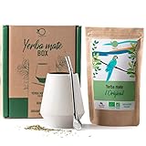 ORIGEENS MATE TEE SET mit Mate Becher, Bombilla, und BIO Yerba Mate Tee | Design Mate Tee Becher aus Keramik - Portugal | Originelles Geschenkset