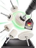 Smartinx® Polieraufsatz Akkuschrauber - 6-teiliges Polierset inklusive Edelstahlbürste zur Fusselentfernung - Polierscheiben für Bohrmaschine mit Mikrofasertuch für maximalen Glanz
