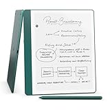 Amazon Kindle Scribe (64 GB) – Neuartiges Display mit gleichmäßigem Rahmen | Schreib einfach in Bücher und Dokumente | Mit Premium-Eingabestift | Mit Premium-Eingabestift – Jadegrün Metallic
