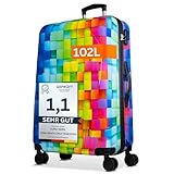 NOWI Hartschalenkoffer XL Groß – 102L Volumen – 8 Rollen 360° drehbar – Leichter ABS Koffer mit Zahlenschloss & Teleskopgestänge – Reisekoffer, Koffer Groß, Trolley (XL)