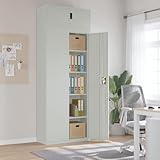 Aktenschrank Hellgrau 90x40x240 cm Steel Filing Cabinet with Lockable Door. 4 Adjustable Shelves Office Storage Cabinet for Documents Organization