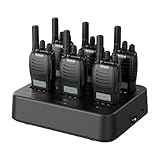 Retevis H777D Walkie-Talkies mit 6-Wege-Ladegerät, LCD-Bildschirm, Typ-C- und Basisladung, 1200 mAh, Einfaches Pairing, Tragbares Funkgerät für Geschäfte, Sicherheit (6er-Pack, Schwarz)