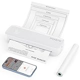 MUNBYN Mobiler Drucker Bluetooth Thermodrucker A4 203DPI Inkless Printer Kompatibel mit Android & iOS für Handy & Laptop, Unterstützt 210x297mm A4 Thermopapier, Tragbarer Drucker, ITP04, Weiß