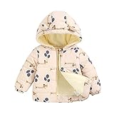 Minying Babyjacke, Herbst, Baby, Mädchen, Jungen, Mantel mit Kapuze, Kinder, bedruckt, Jacke, Reißverschluss, Kapuze, winddicht, Wintermantel, Weihnachtsgeschenk, 18 - Beige, 6-9 Monate