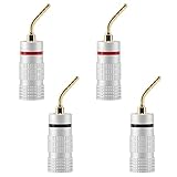 4 x Bananen-Pin-Stecker, 24 K Vergoldeter Audio-Lautsprecher-Pin-Stecker, Doppelter Schraubverschluss, Audio-Klinkenstecker, Lautsprecherkabel-Anschluss, HiFi, AV-Empfänger (2 x Schwarz und 2 x Rot)