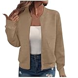 Sommerjacke Damen Blouson Jacke Leichte Reißverschluss Sweatjacke Kurz Pilotenjacke Dünne Langarm Übergangsjacke Elegant Einfarbig College Jacket Mädchen Fliegerjacke Sommer Damenjacke Wanderjacke