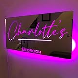 HDLOVE Personalisierter Namensspiegel Mit LED-Licht, Benutzerdefinierter Text, Wandspiegel Für Schlafzimmer Und Wohnzimmer, Wohnzimmerspiegel, Geschenk Für Familie, Freunde, Geburtstag, Jahrestag