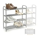 Gurkkst Schuhregal Ausziehbar mit 4 Ablagen Stark und Langlebig Schwerlast Metall Schuhständer Erweiterbar Schuhablage für 20+ Paar Schuhe(60-100) x 22,5 x 61,5 cm