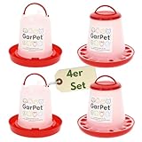 4 Stück Hühnertränke & Futterautomaten Set für Geflügel Futterspender Futtertrog Küken Hühner Zubehör Kükentränke Geflügeltränke Wasserspender Gr. 1