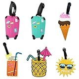 JSTHHTT 6 Stück Kofferanhänger, Gepäckanhänger mit Adressschild, Koffer Anhänger, für Reisegepäck, Reisetasche Koffer, Taschen, Rucksäcke (Strand Serie)
