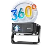 Beamer【360° Drehbarem & Auto Keystone】 25000LM 1080P HD Mini Beamer WiFi6 und Bluetooth 5.2 Projektor E-Fokus 70% Zoom ONOAYO Beamer 4K Unterstützt Heimkino/Outdoor Abnehmbar Video Beamer