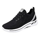 Damenschuhe, orthopädisch, luftgepolstert, atmungsaktiv, mit Unterstützung, Sport, Reisen, lässig, Sneaker, Laufen, Fitnessstudio, Fitness, Laufschuhe, bequem, Jogging, Sneakers, Schwarz, 37 EU