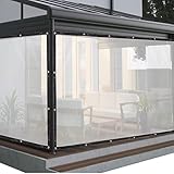 Wasserdichte transparente Plane, robuste Kunststoffplane, reißfeste Seitenteile mit Ösen und Seil, ideal für Veranda, Gewächshaus, Camping, 6 x 3,5 m