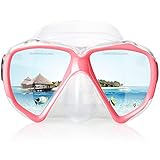 Taucherbrille für Erwachsene mit Anti-Nebel Schnorchelmaske, Schwimmmaske gehärtetem Glas und Nasenabdeckung zum Schnorcheln und Schwimmen (Rosa)