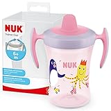 NUK Trainer Cup Trinklernbecher, auslaufsicherer Becher mit weichem Trinkschnabel & ergonomischen Griffen, 6+ Monate, 230 ml, BPA-frei, rosa Pinguin