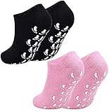 2 Paar Feuchtigkeitsspendende Gel-Socken, Feuchtigkeitssocken Gel mit feuchtigkeitsspendende Vitamin infundiert für Gel Spa Socken Zum Reparieren Erweichen Trockener Haut, Schwarz + Rosa