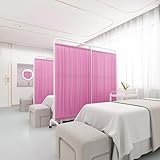 Zusammenklappbarer Rollender Sichtschutz, Medizinischer Sichtschutz Auf Rädern, 1,8 M Hoch, Faltbarer Raumteiler, Temporärer Klinik-/Untersuchungsraum-Zaun, Spart Platz (Color : Pink, Size : 4-Panel