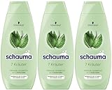 Schauma Schwarzkopf Shampoo 7 Kräuter (3x 400 ml), Haarshampoo verleiht der Haarstruktur eine leichte Frische, Frische-Shampoo für normales bis schnell fettendes Haar