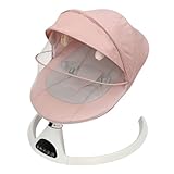 Babywippe Elektrisch Baby Schaukelwippe, mit Bluetooth, Fernbedienung, für 0-12 Monate, Schaukelstuhl (Rosa)