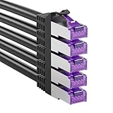 FGB 10 Gbps Patchkabel 3m x5, RJ45 Netzwerkkabel CAT 7, (SFTP PIMF Schirmung) Kupferkabel Lan Kabel 3m, DSL LAN Kabel Kurz CAT7 CAT6 CAT5, Schwarz