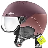 uvex Wanted Visor - robuster Skihelm für Damen und Herren - Filterkategorie 2 - optimierte Belüftung - bramble - Antique Rose matt - 54-58 cm