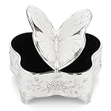 TOLIDA Kleine Schmuckkästen aus Metall Handbemalte Emaillierte Schmuckschatulle Luxus-Schmuckdose Aufbewahrungsbox für Ohrringe Halsketten Ring als Hochzeit Geschenk Deko Schmetterlingsdesign (M)