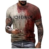 Problem Gelöst Hässliche Tshirts Herren Oversize Shirt Herren Halloween Casual Rundhalsausschnitt Ugly Shirt Bloody Pledge Blutiges Muster Oberteile Halloween Tops Für Herren Angebote des Tages Heute