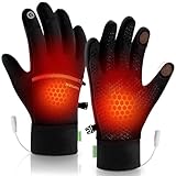Ertisa USB Beheizte Handschuhe für Männer Frauen Doppelseitig Elektrisch Heizung Handschuhe mit versteckter Tasche, Reflektierend Ski Erhitzt Handschuh USB Wärmende Handschuhes 3 Temperatur Handwärmer