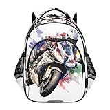 OWFKAY Kinder-Reiserucksack, künstlerischer Stil, Motorrad-Rennsport, lässiger Tagesrucksack für Wochenendausflüge, mehrfarbig, S