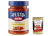 12x Pesto Rustico Mediterraneo 200g Glutenfreie Italienische Pasta-Sauce mit Zucchini Paprika und Tomaten, vegane / vegetarische Pesto für Brot und Bruschetta 200g + Italian Gourmet polpa 400g