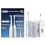 Oral-B Oral Health Center Munddusche mit Oxyjet-Technologie für Zahnreinigung, 2 Ersatzdüsen & iO Series 4 Elektrische Zahnbürste, Electric Toothbrush, 2 Aufsteckbürsten, 4 Modi für Zahnpflege, weiß