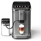 ZACHVO Kaffeevollautomat mit Milchbehälter, 20 Bar, 15-stufiges Mahlwerk, Touchscreen, PID-Temperaturkontrolle, Automatische Reinigung, 5 Getränke auf Knopfdruck – Latte, Cappuccino & mehr,Kompakt