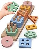 Joozmui Steckpuzzle Motorikspielzeug ab 1 2 Jahr, Montessori Spielzeug Holzspielzeug Baby Spielzeug 6 9 Monate Sortierspiel Kinderspielzeug Lernspielzeug (C)